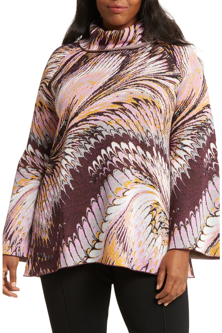 X Mary Katranzou Metallic Jacquard Tunic Sweater, Main, color, PINK MULTI