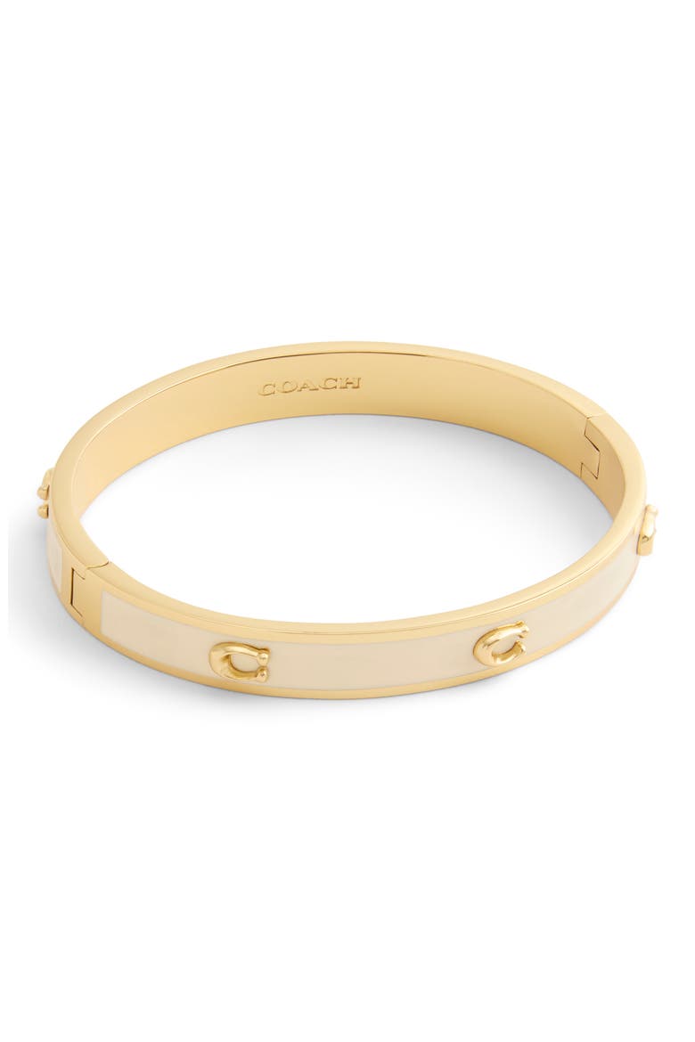Enamel C Hinge Bracelet, Alternate, color, CHALK/ GOLD