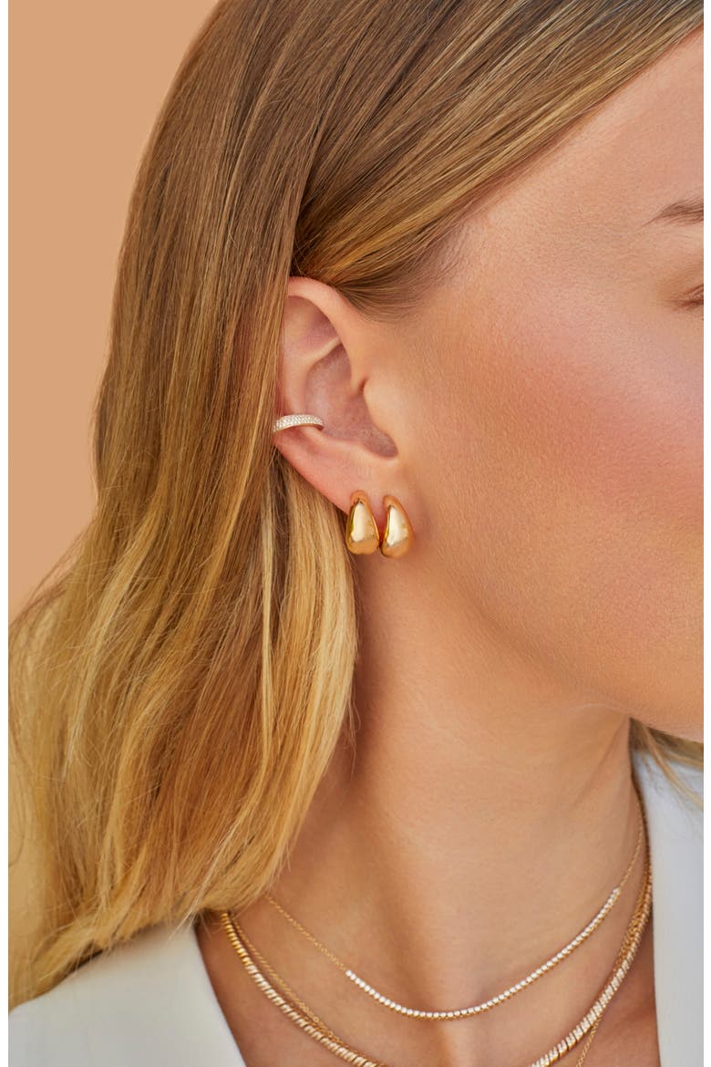 Triple Row Diamond Single Ear Cuff, Alternate, color, 14K YELLOW GOLD
