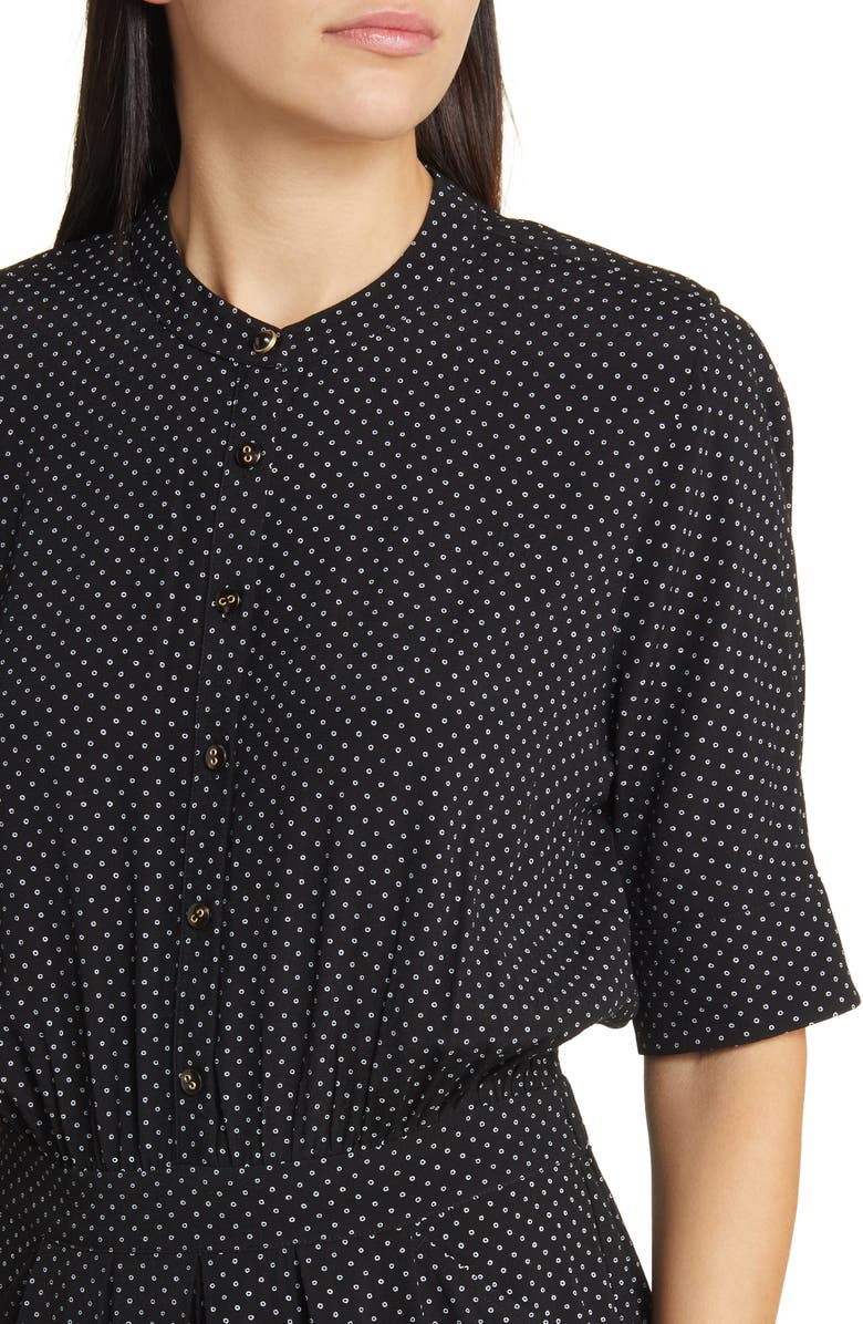 Scotch & Soda Dot Print High-Low Shirtdress & Pendant Necklace, Alternate, color, 