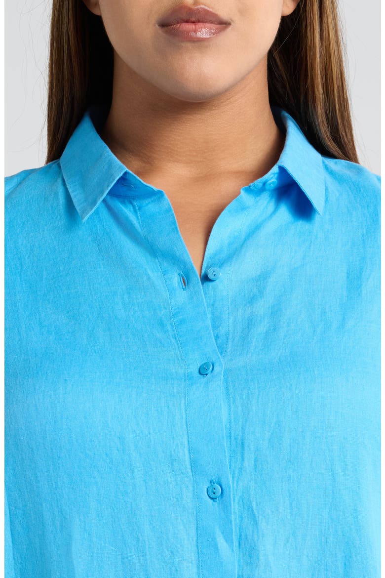 Classic Collar Organic Linen Shirt, Alternate, color, AZURE