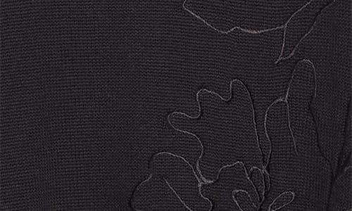 Bugatchi Embroidered Merino Wool Crewneck Sweater In Black