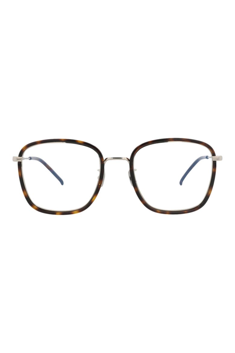 54mm Square Optical Glasses, Main, color, HAVANA SILVER TRANSPARENT