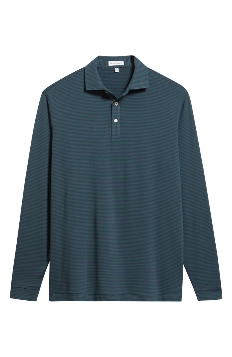 Peter Millar Lyons Stripe Long Sleeve Performance Jersey Polo, Alternate, color, 