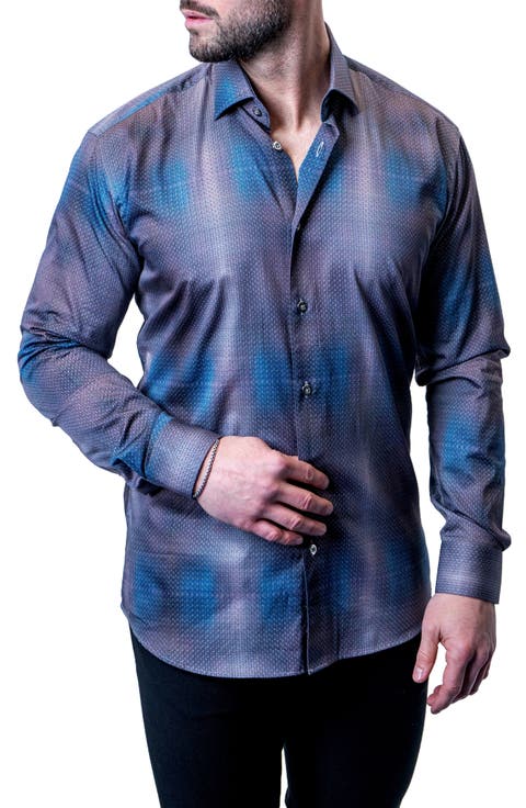 Fibonacci Shiny Chrome Multi Button-Up Shirt