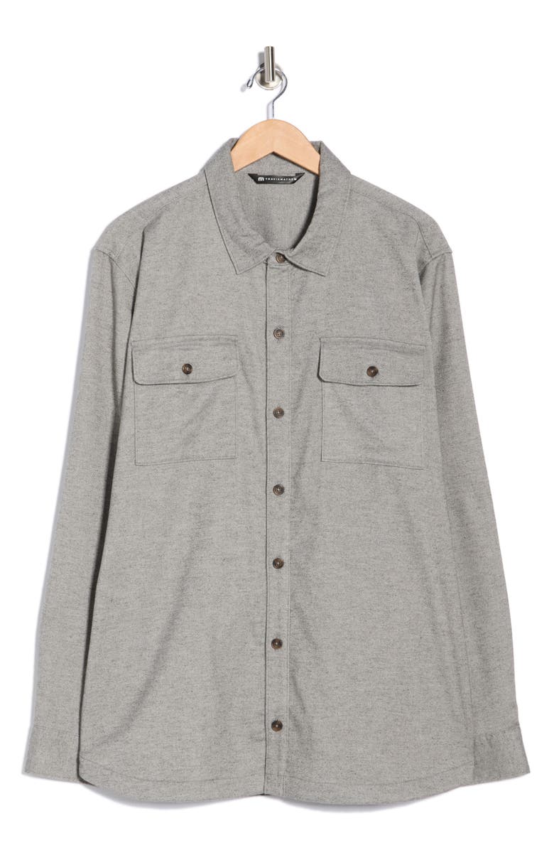 TravisMathew Lifestyle Shift Long Sleeve Button-Up Shirt, Main, color, Heather Grey