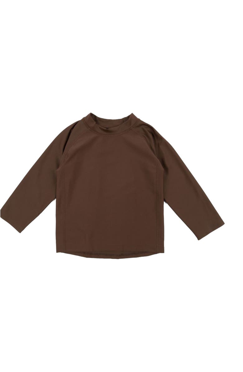 Leveret Kids Long Sleeve Rash Guard, UPF 50+ Swim Shirt, Main, color, Brown