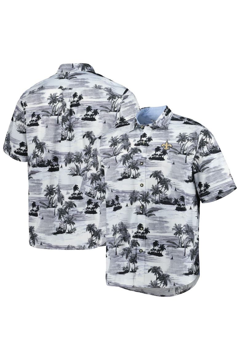 Men's Tommy Bahama Black New Orleans Saints Sport Tropical Horizons Button-Up Shirt, Alternate, color, Black