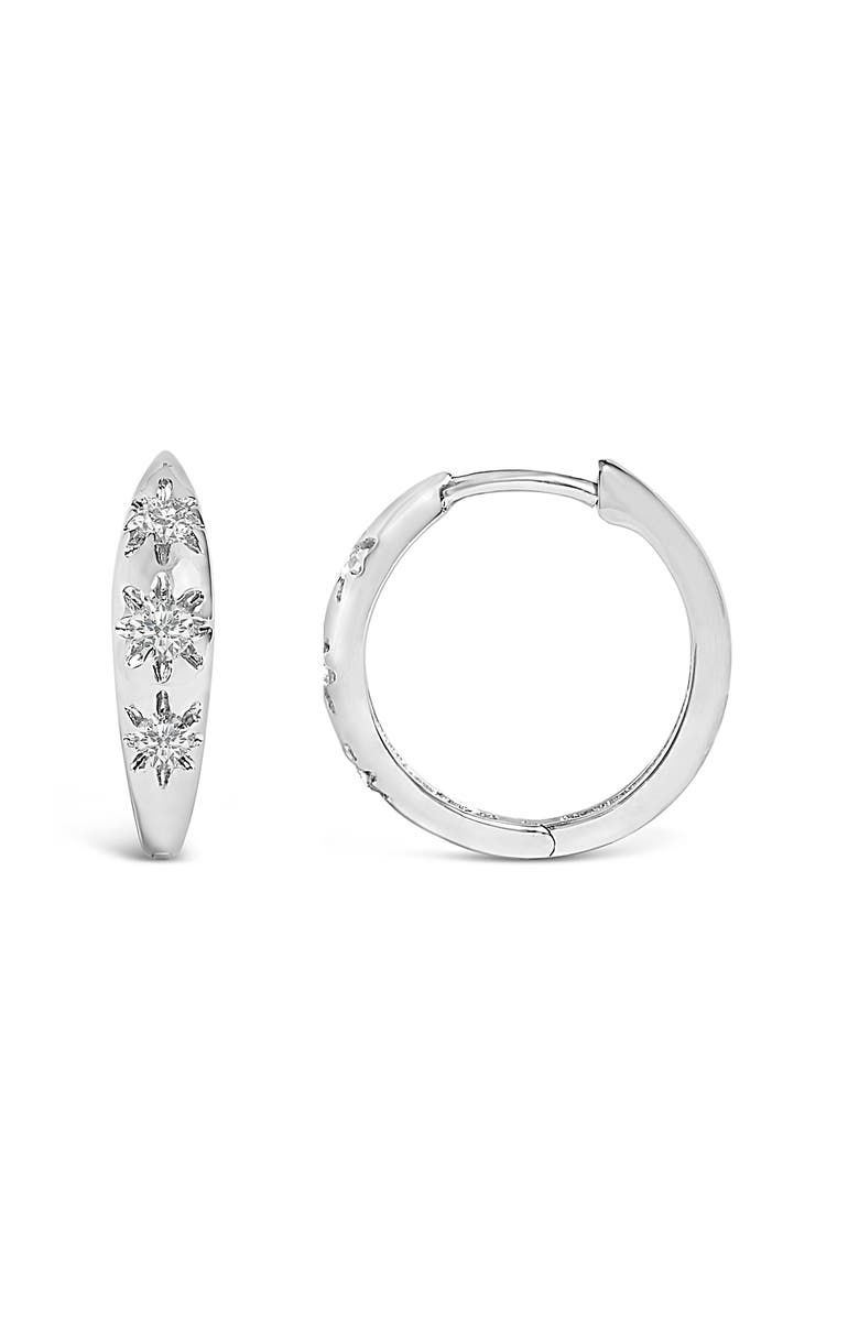 Haus of Brilliance 10K Gold 1/5 Cttw Lab Grown Diamond Three Stone Huggie Hoop Earrings, Alternate, color, White