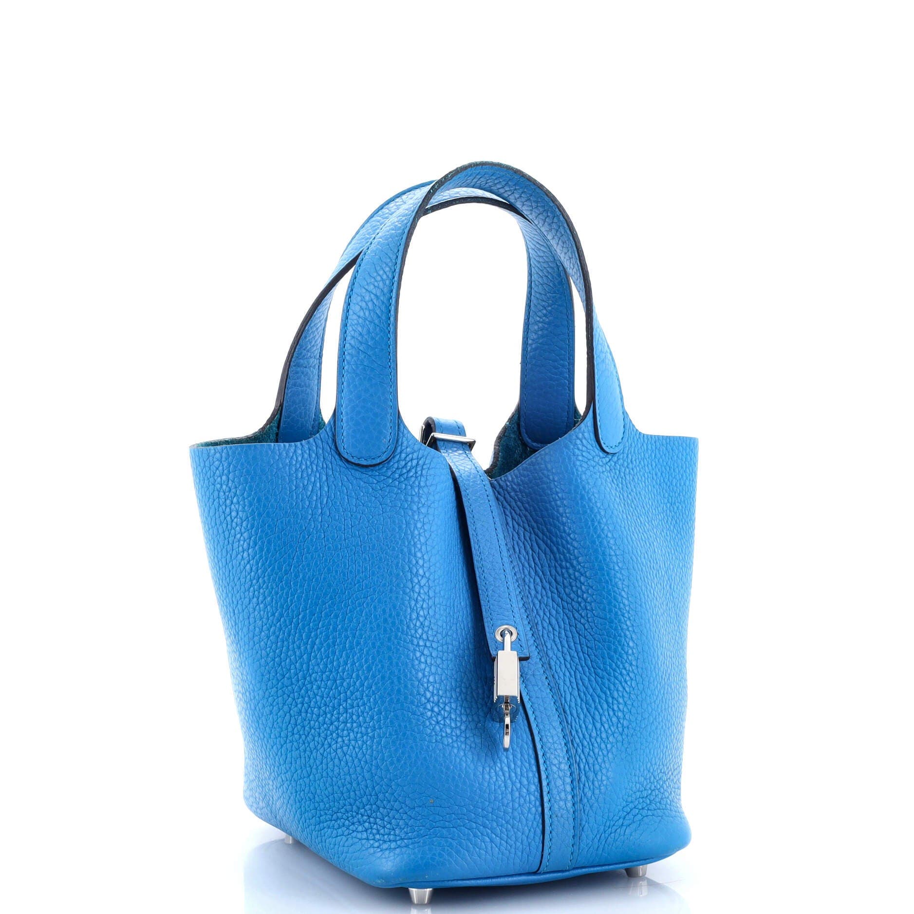 Pre-Owned Hermes Picotin Lock Bag Clemence PM, Alternate, color, Bleu Zanzibar