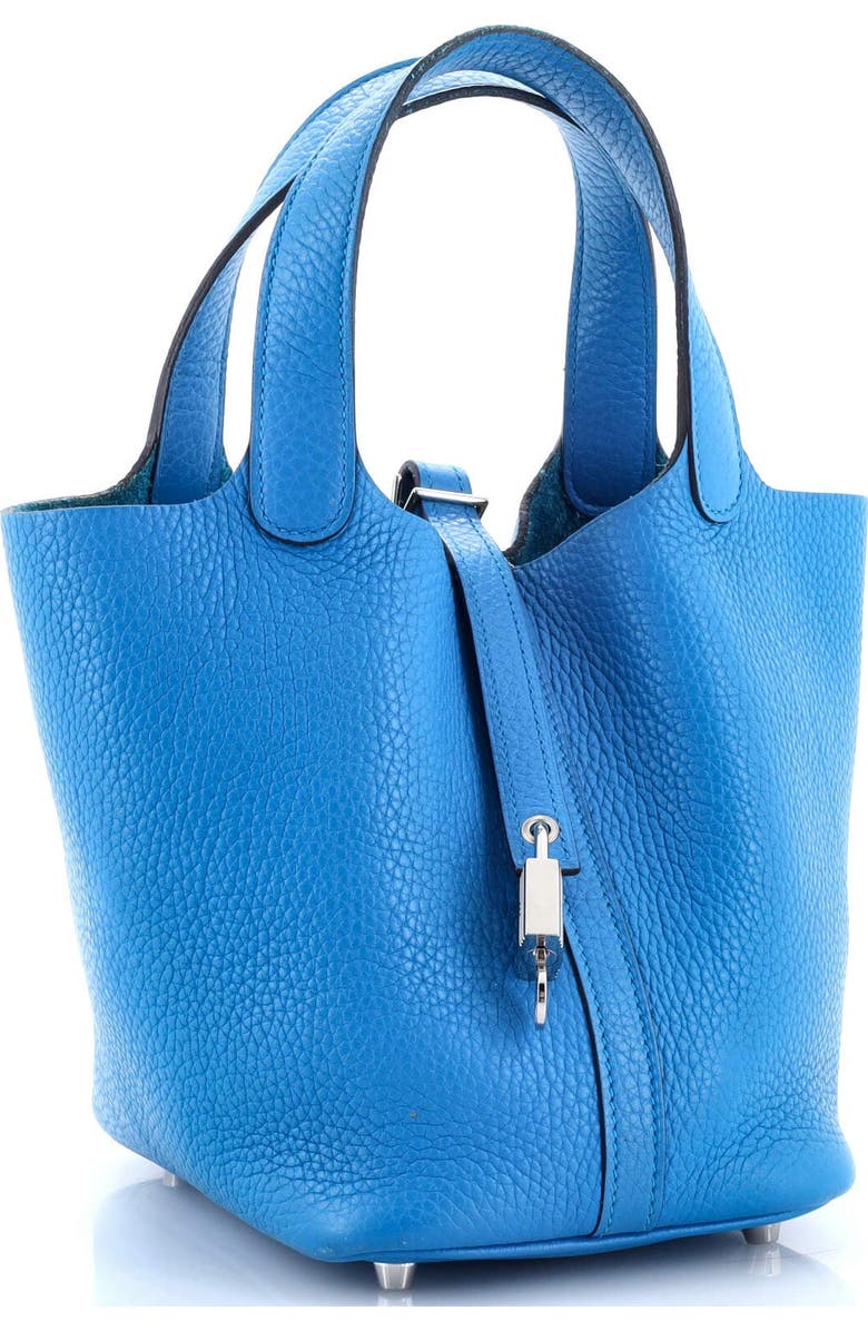 Pre-Owned Hermes Picotin Lock Bag Clemence PM, Alternate, color, Bleu Zanzibar