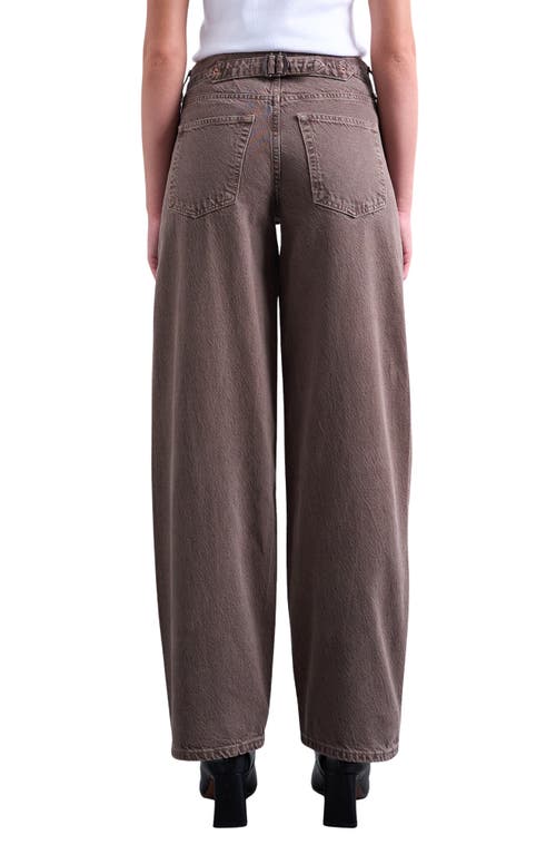 Topshop Cinch Low Rise Relaxed Jeans In Brown