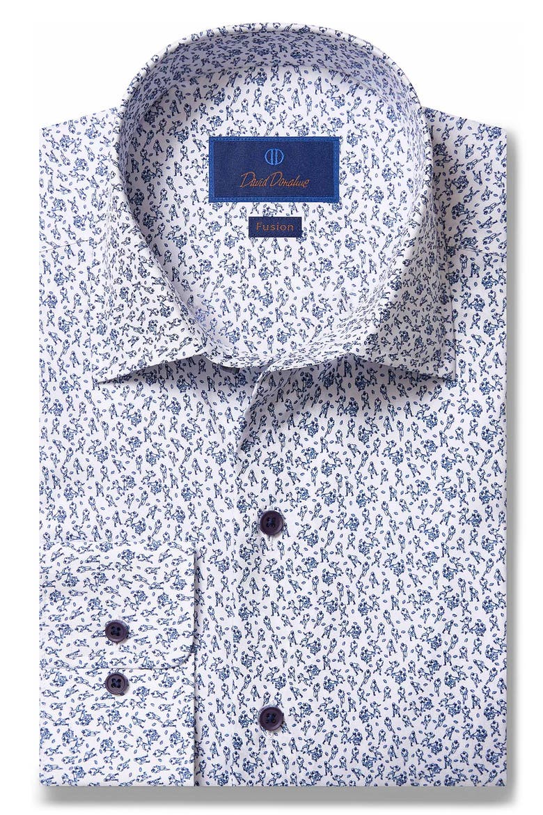 Trim Fit Game Day Fusion Shirt, Main, color, WHITE/ BLUE