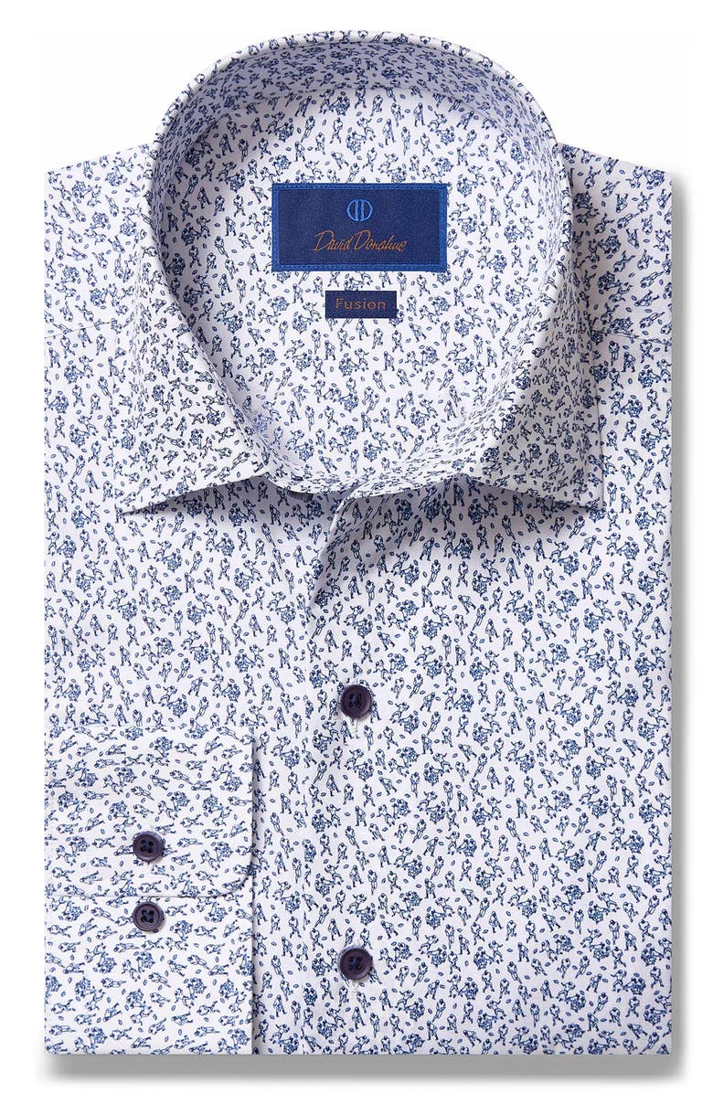 David Donahue Trim Fit Game Day Fusion Shirt, Main, color, 