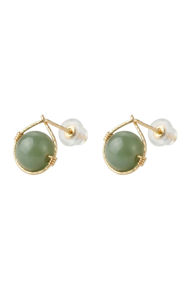 Sydney Green Jade Bead Stud Earrings, Main, color, Light green