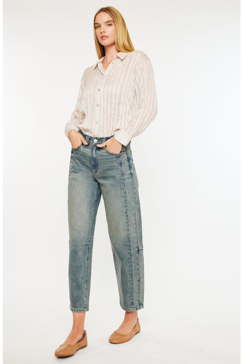 Cecilia High Rise Slim Barrel Jeans, Alternate, color, Medium Wash