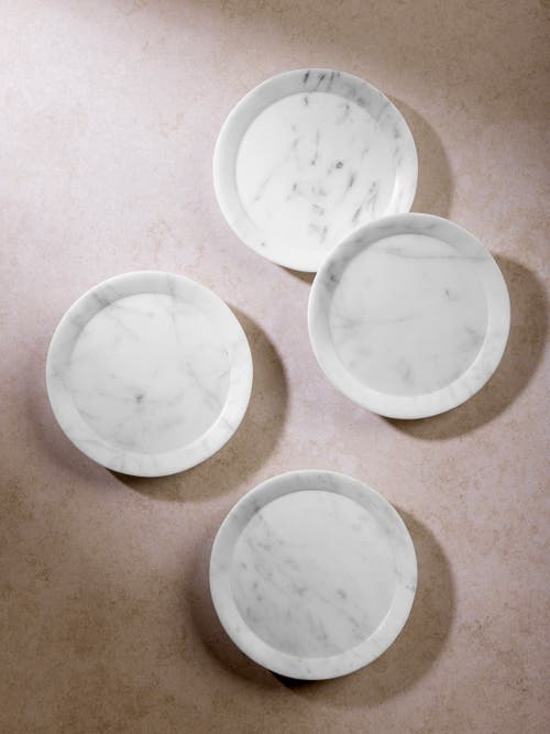Gauri Kohli Paloma Marble Coasters, Set Of 4 In White