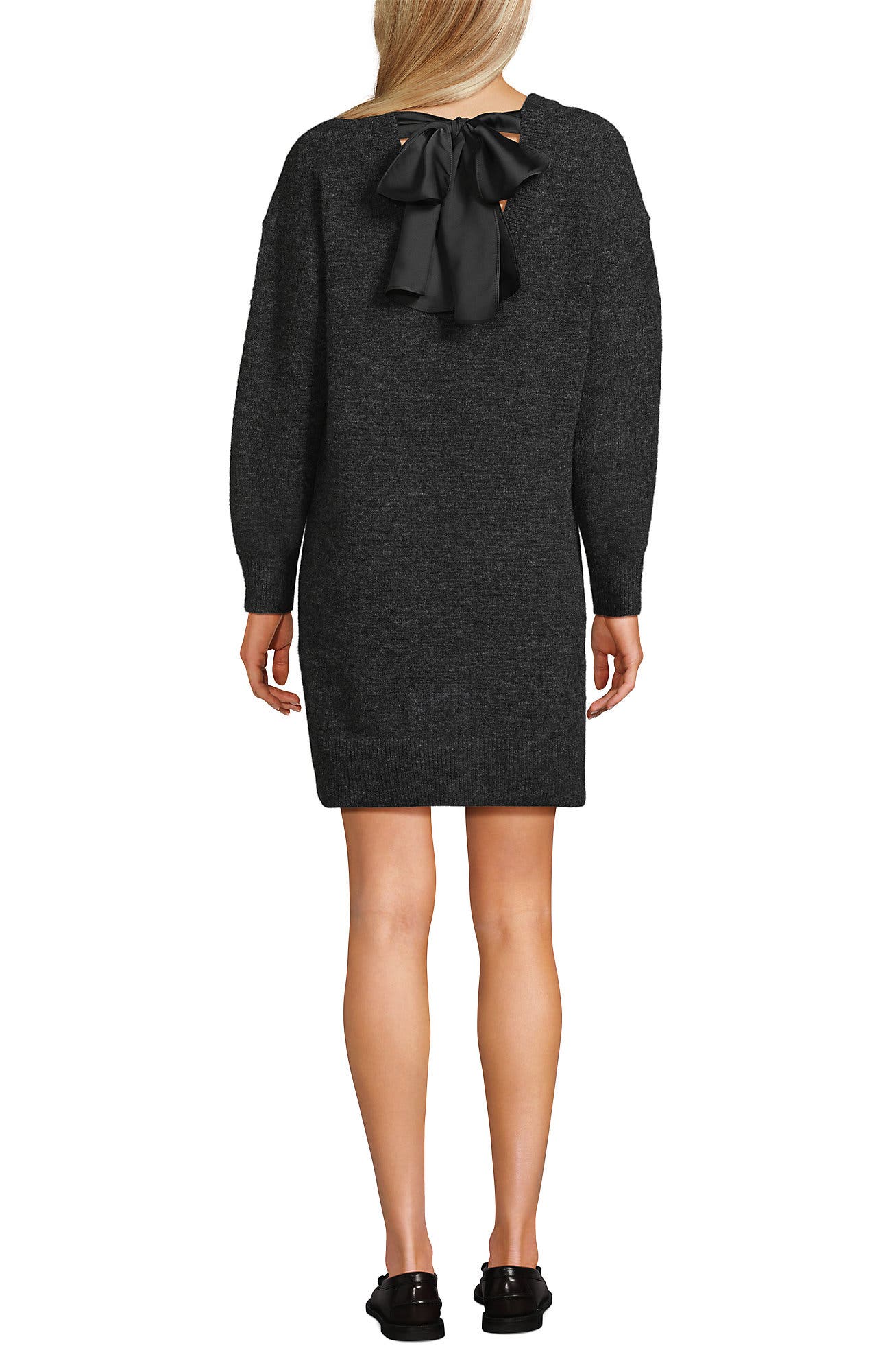 Fuzzy Bow Back Mini Sweater Dress - image 2