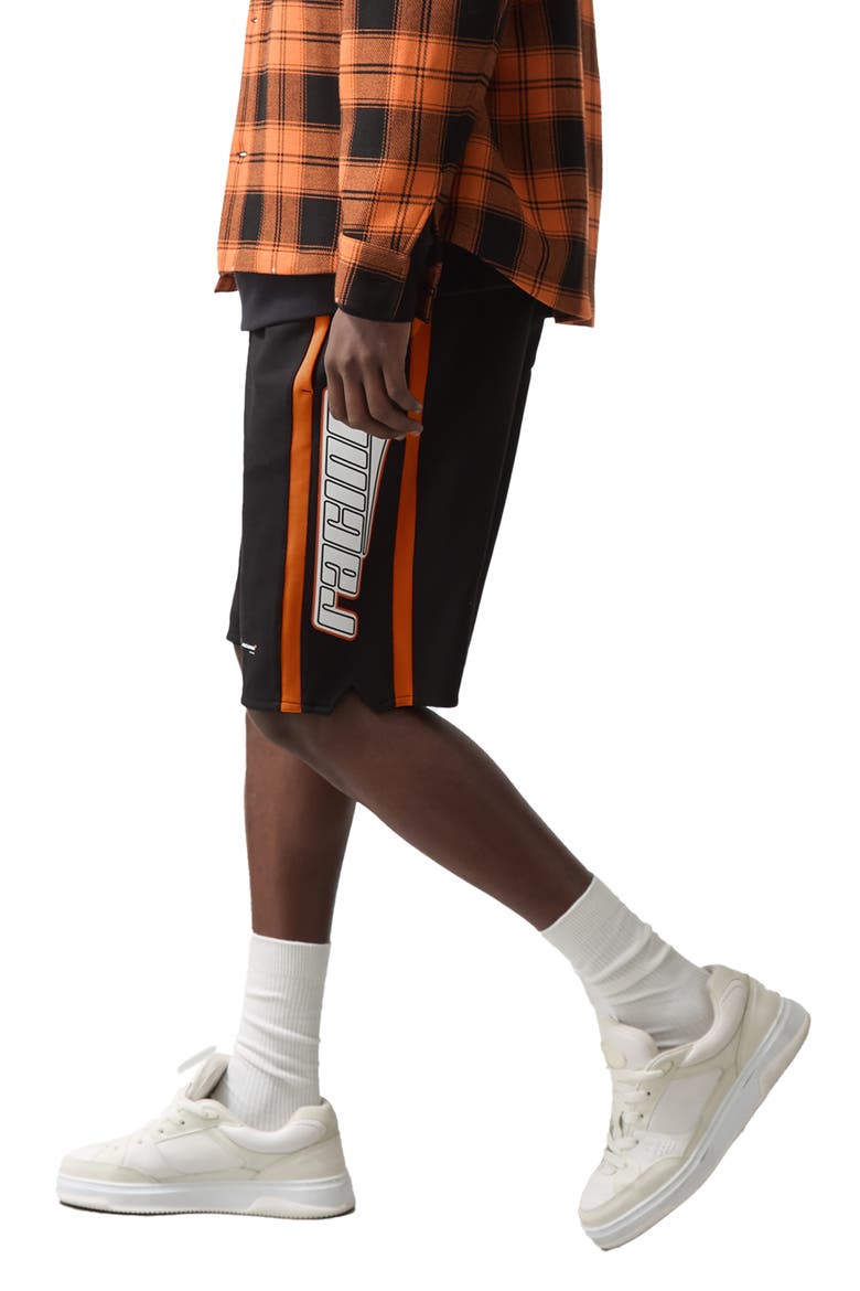 x McLaren Ride Side Stripe Drawstring Shorts, Alternate, color, BLACK