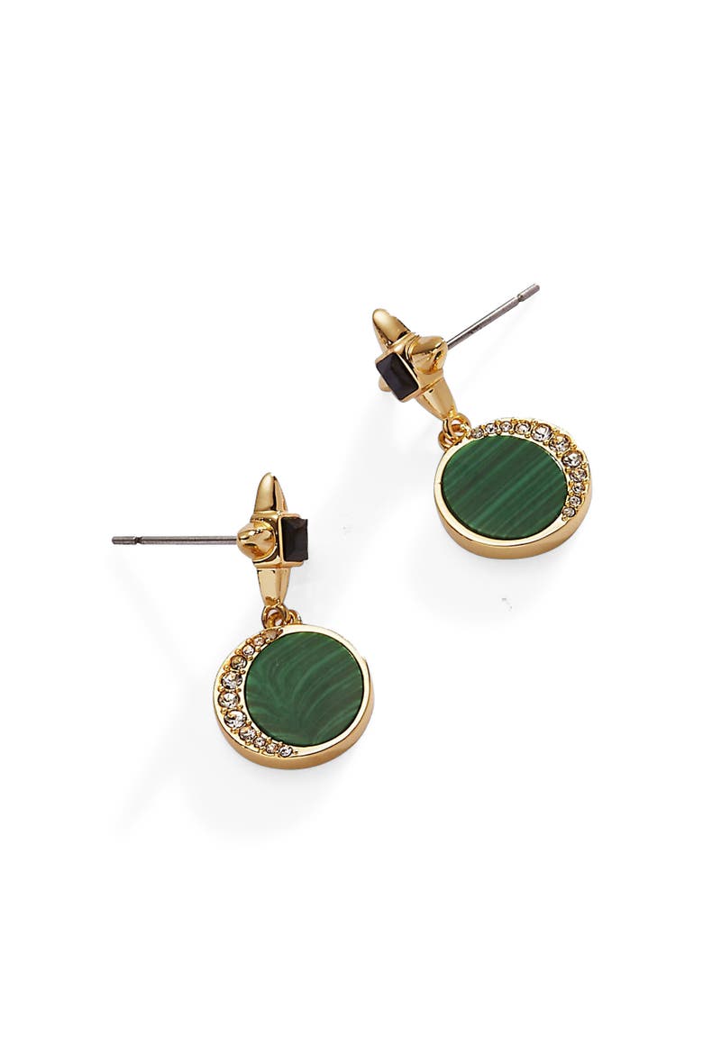 Double Drop Earrings, Alternate, color, Malachite