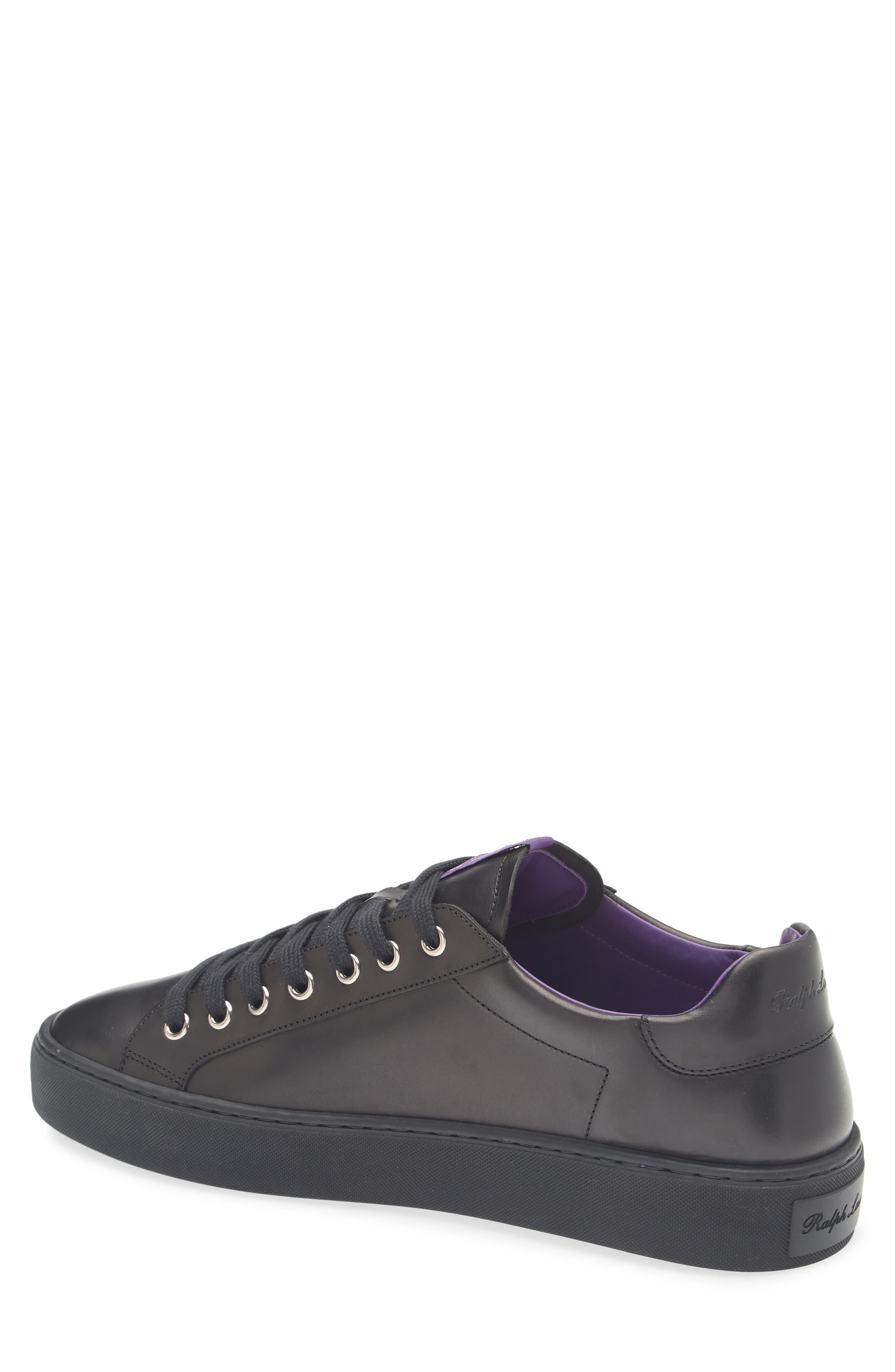 Ralph Lauren Purple Label Severn Calfskin Leather Sneaker, Alternate, color, Black