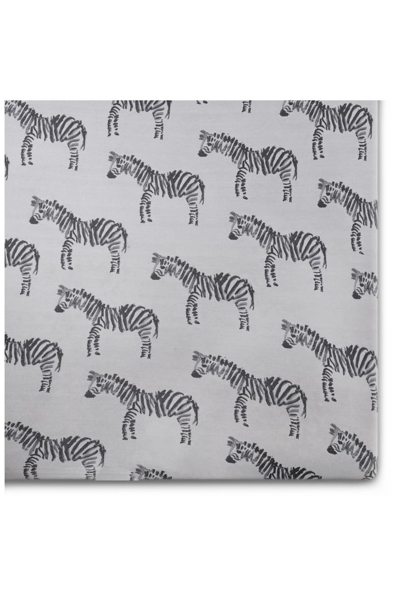 Zebra Cuddle Blanket & Fitted Crib Sheet Set, Alternate, color, GRAY