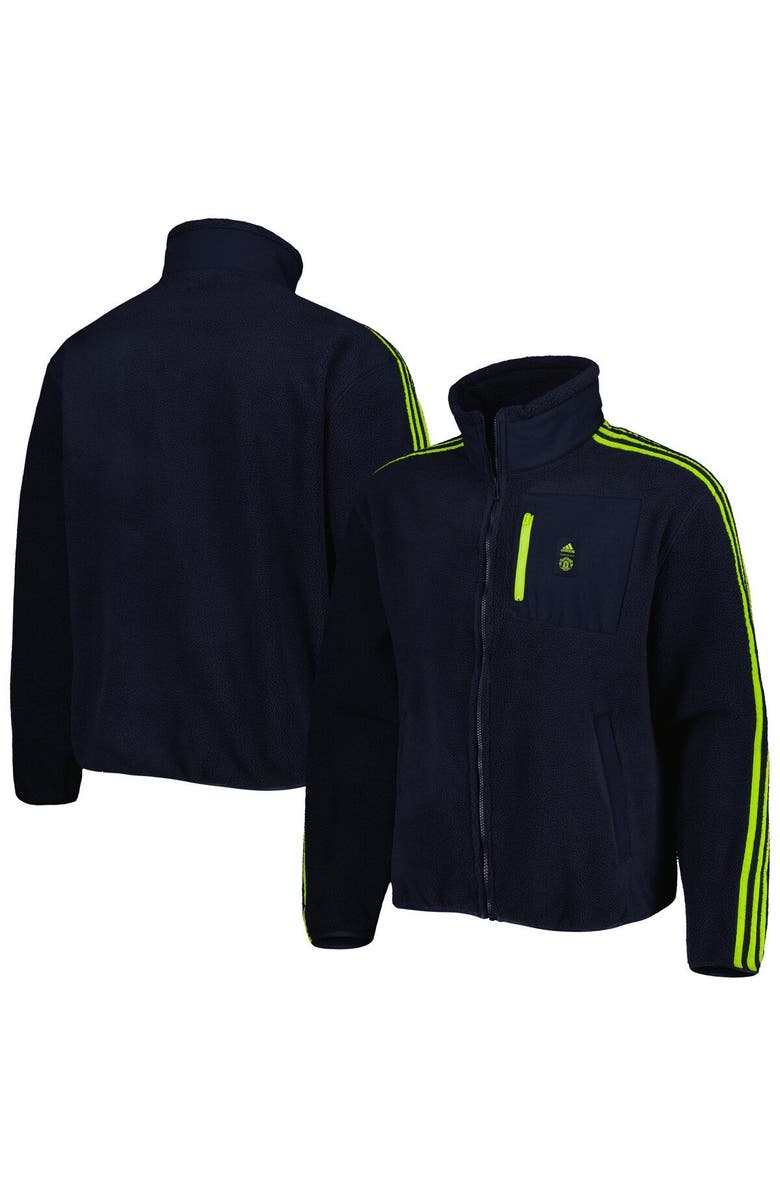 adidas Men's adidas Navy Manchester United Lifestyler Fleece Full-Zip Jacket, Main, color, Navy