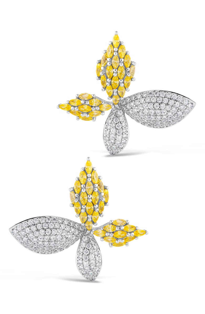 Sterling Forever Heidi Cubic Zirconia Flower Stud Earrings, Alternate, color, Silver