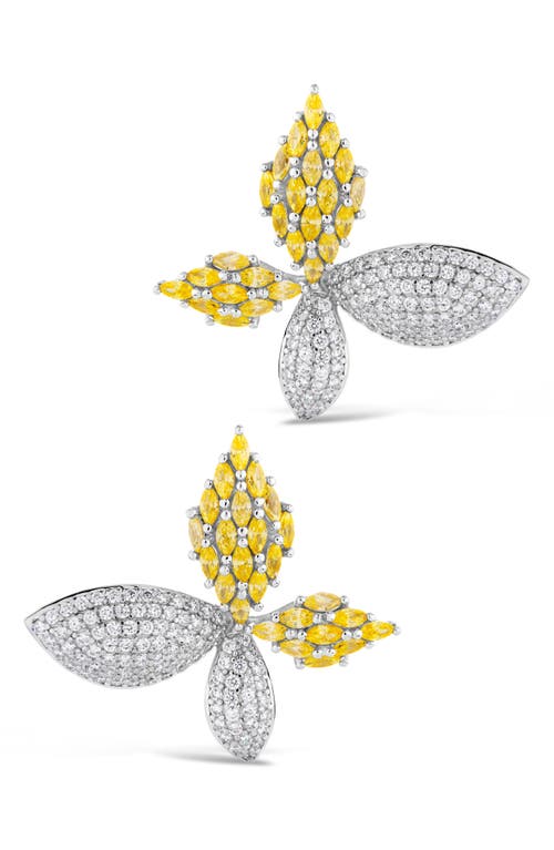 Sterling Forever Heidi Cubic Zirconia Flower Stud Earrings In Rhodium Plated