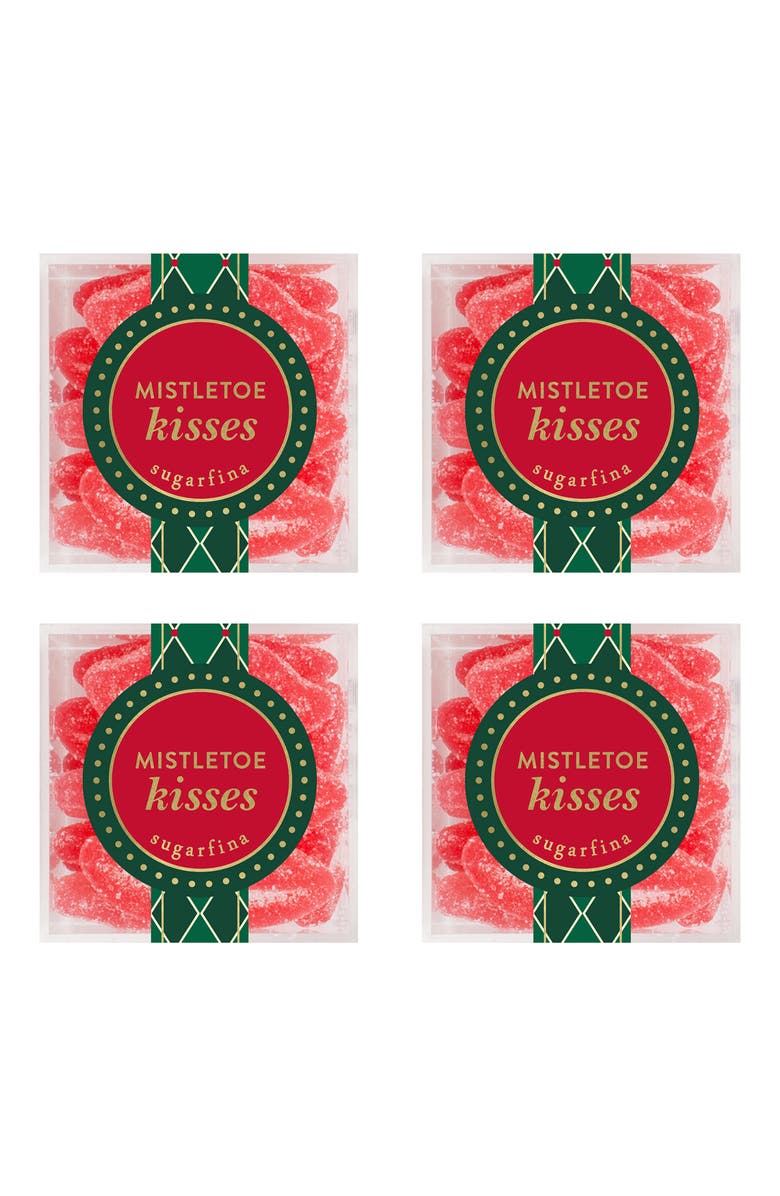 sugarfina Set of 4 Mistletoe Kisses Gummy Candy Cubes, Main, color, 