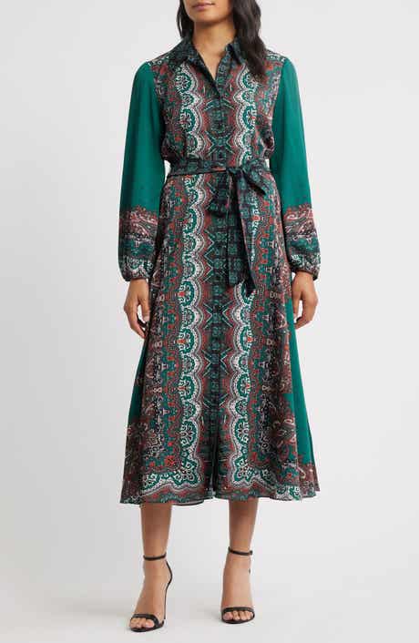 Julia Jordan Print Long Sleeve Shirtdress