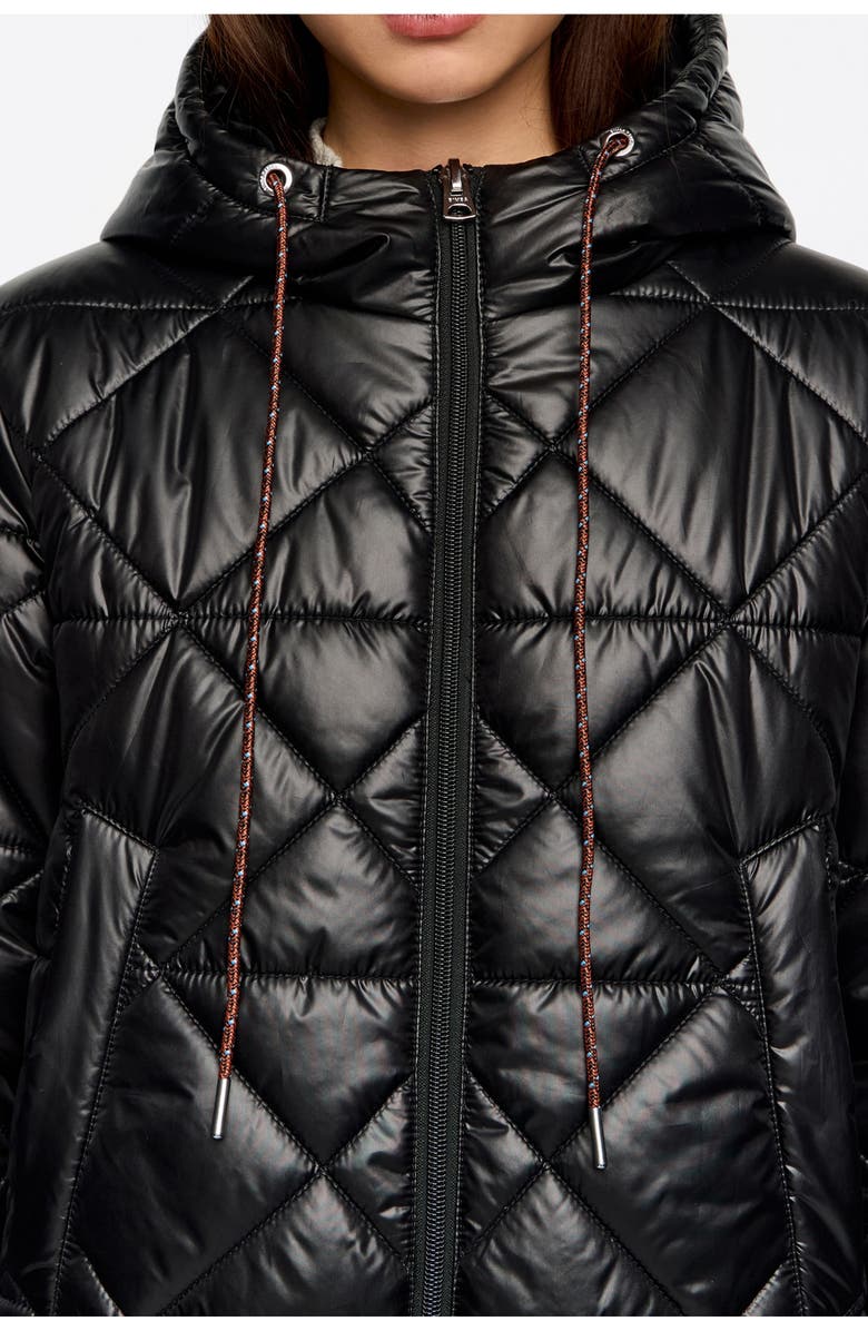 Bimba y Lola Straight Hooded Puffer, Alternate, color, Black