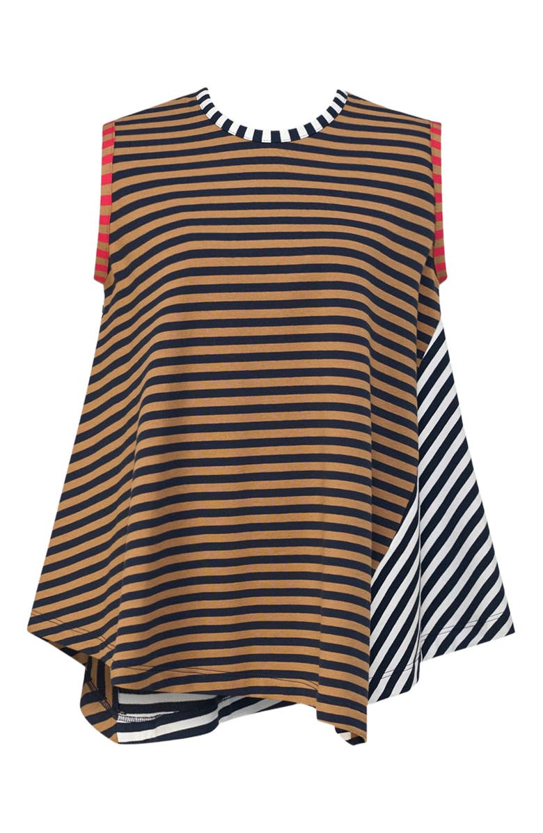 Alembika Mixed stripes sleeveless top with asymmetric hem, Alternate, color,