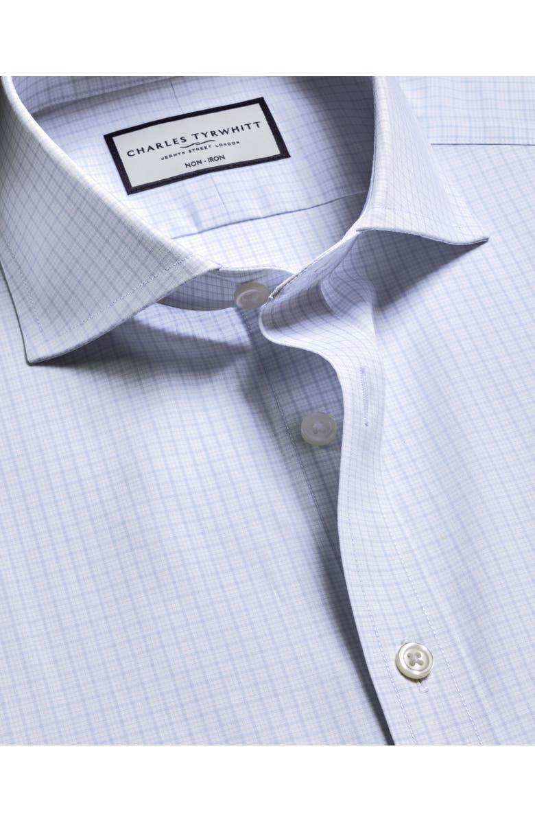 Charles Tyrwhitt Non-Iron Stretch Poplin Check Shirt, Alternate, color, Cornflower Blue
