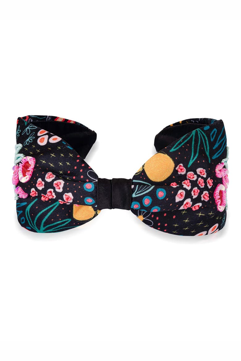 Tropical Knotted Hair Band, Alternate, color, Black