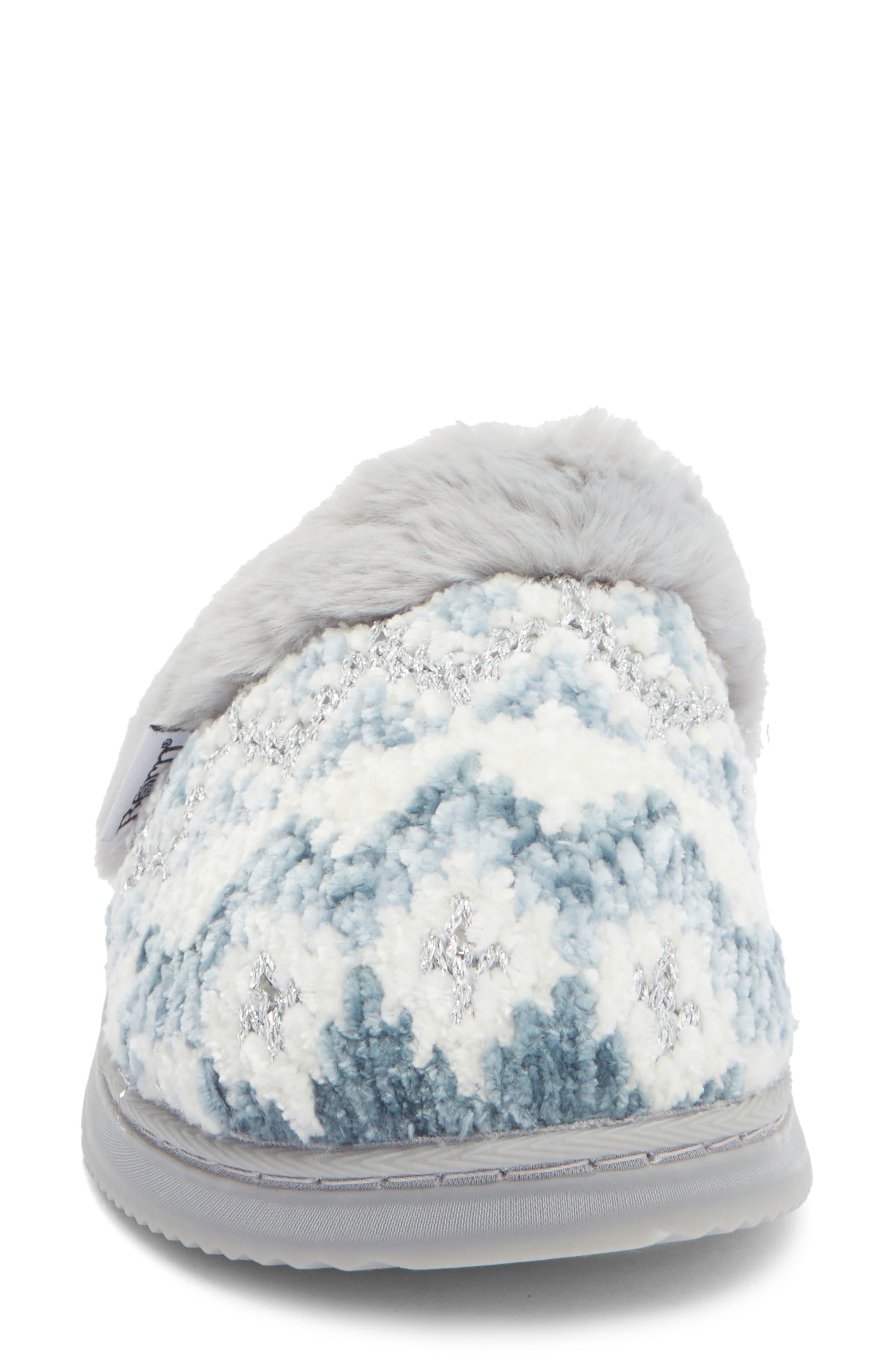 Børn Fair Isle Chenille Scuff Slipper, Alternate, color, Blue