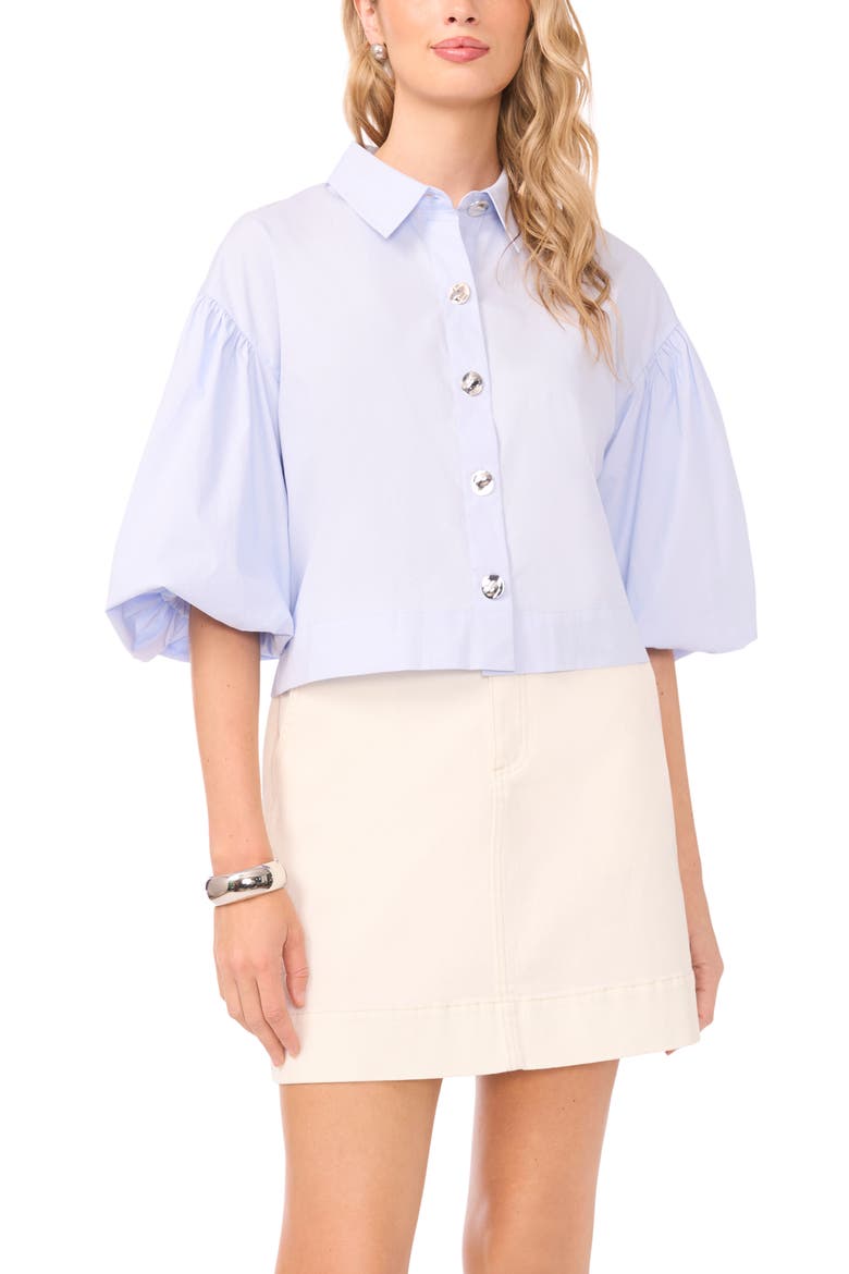 Puff Sleeve Boxy Shirt, Main, color, SKY