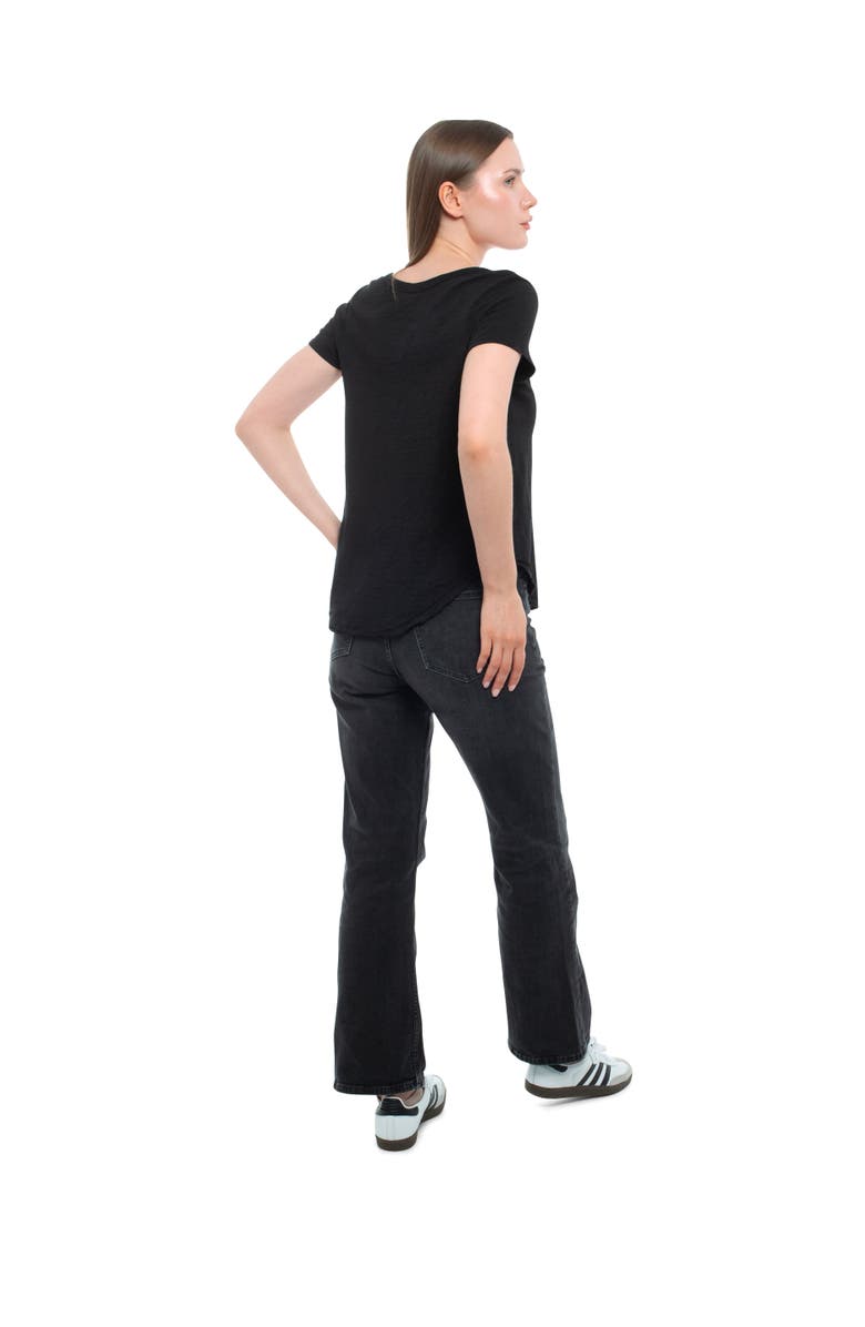 WILT Clothing Short Sleeve Shrunken V-Neck Shirttail Top, Alternate, color, Black