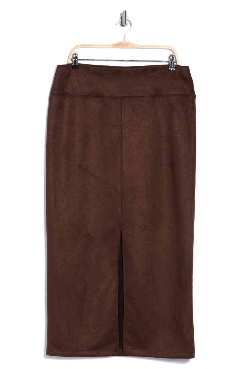 Renee C Faux Suede Midi Skirt, Main, color, Chocolate
