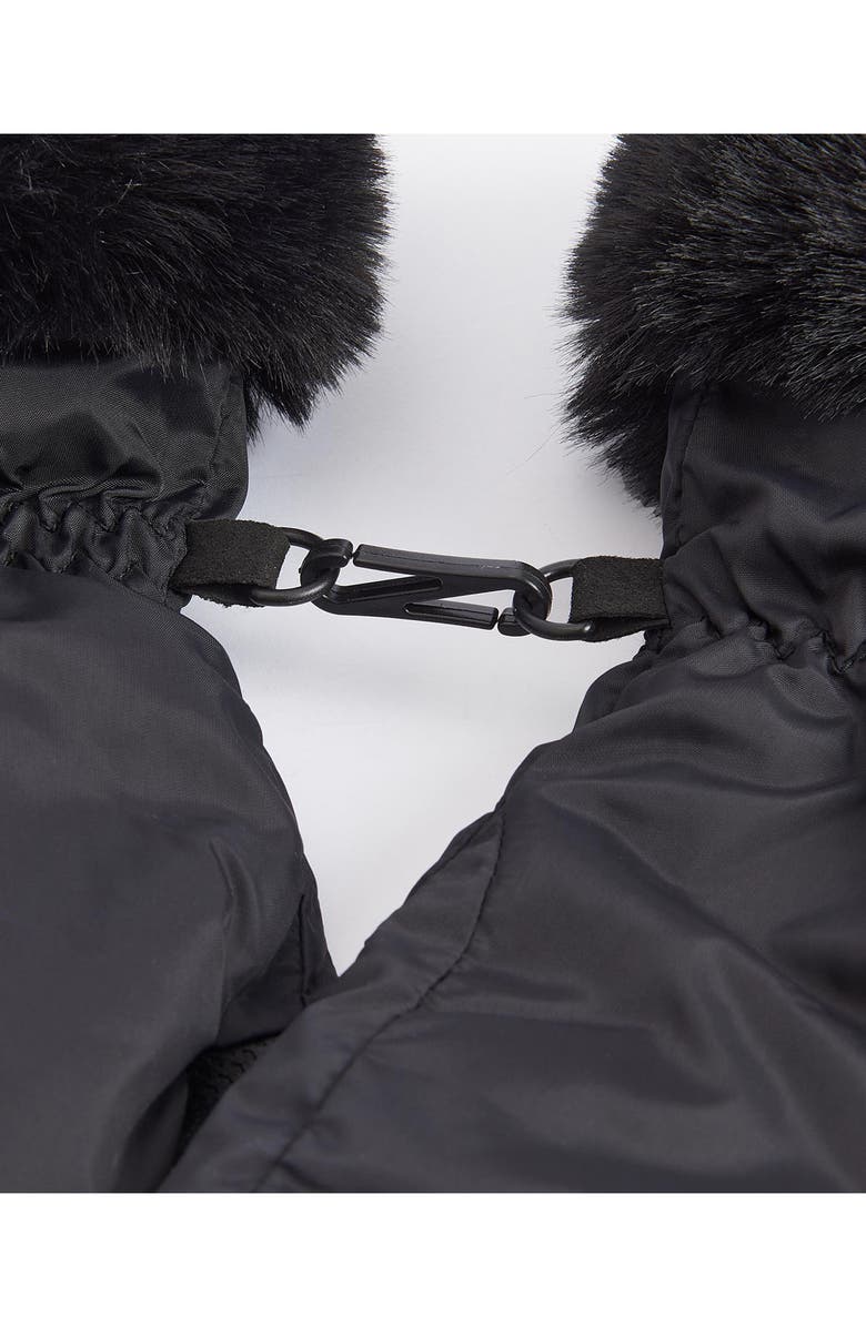 Barbour Primrose Waterproof Insulated Mittens with Faux Fur Trim, Alternate, color, Black