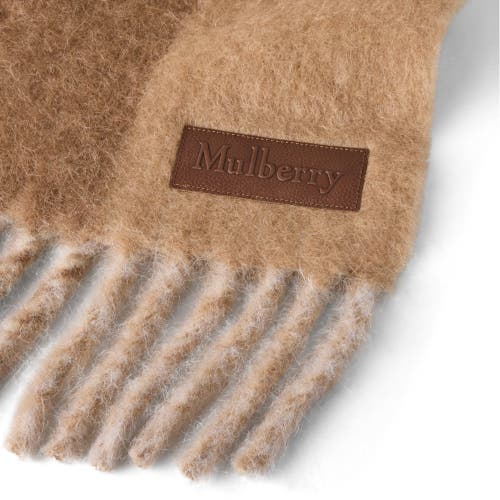 Mulberry Colour Block Textured Scarf In Brown
