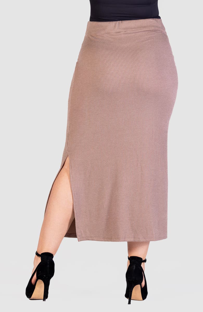 24seven Comfort Apparel Rib Midi Skirt, Alternate, color, Taupe
