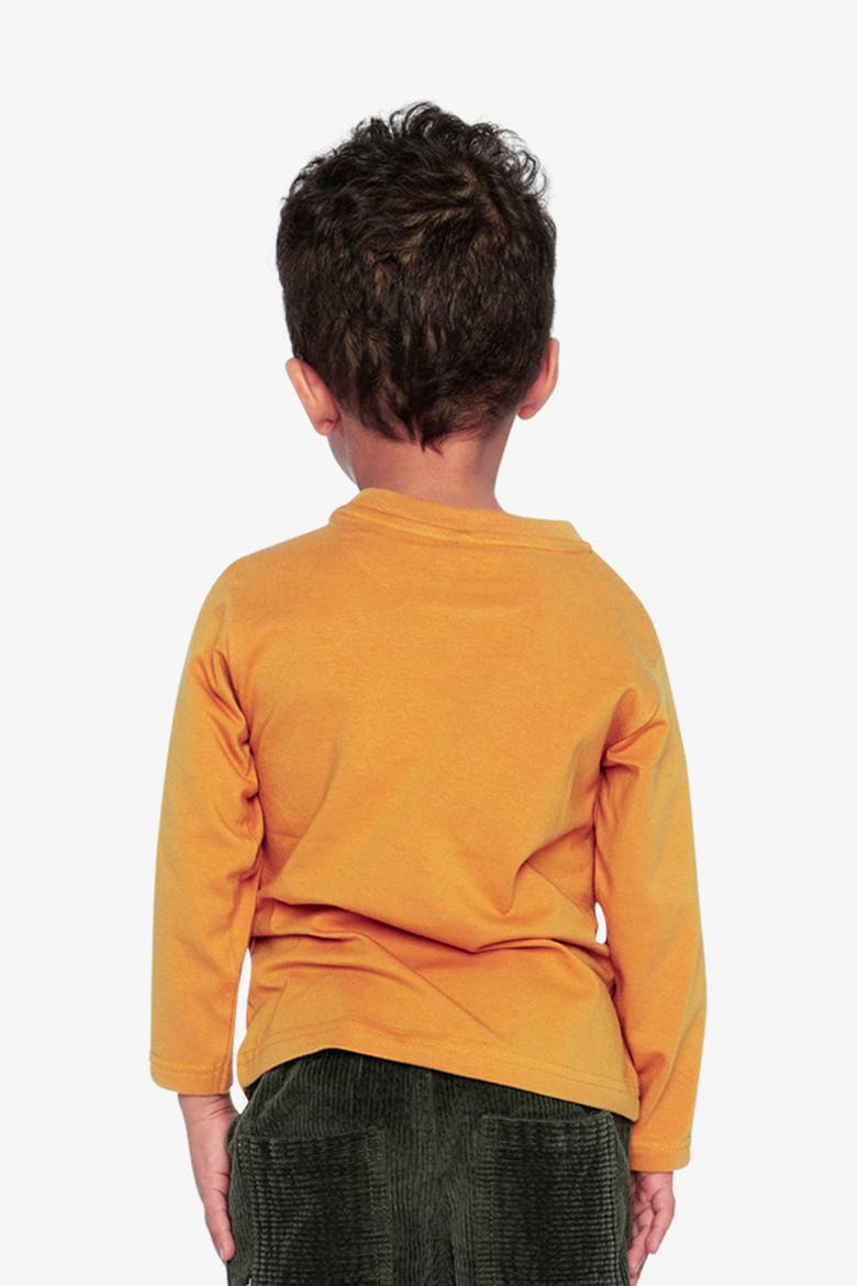 Organic Cotton Dino Applique Long Sleeve T-Shirt, Alternate, color, Mustard Yellow