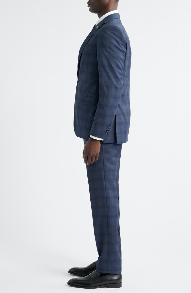 Jack Victor Esprit Blue Plaid Wool Suit, Alternate, color, Mid Blue