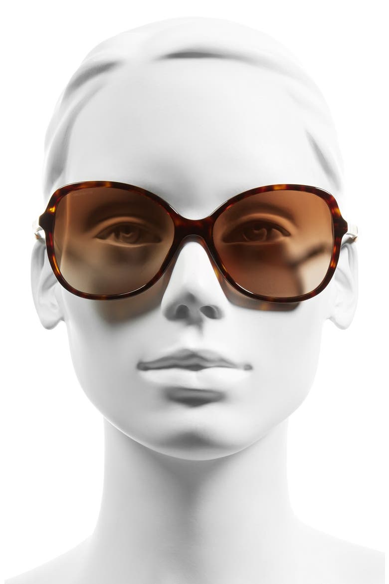 58mm Sunglasses, Alternate, color, DARK TORTOISE
