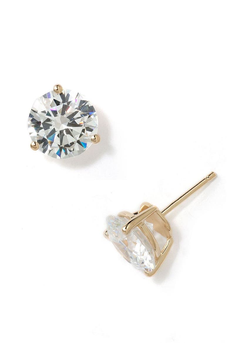 Cubic Zirconia Stud Earrings - 8.0ct., Alternate, color, GOLD
