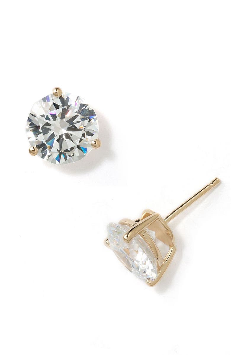 Nordstrom Cubic Zirconia Stud Earrings - 8.0ct., Alternate, color, Gold