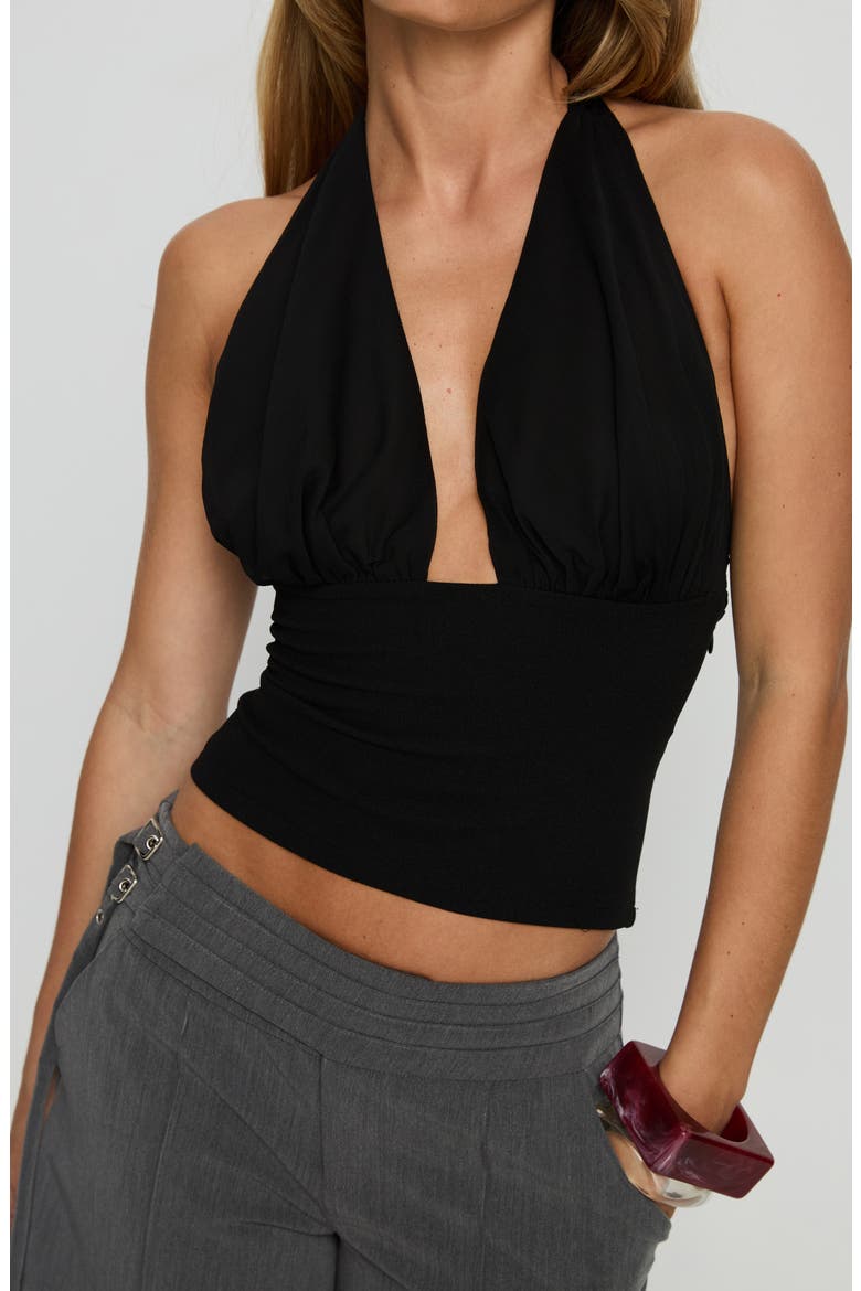 Korienna Crop Halter Top, Alternate, color, BLACK
