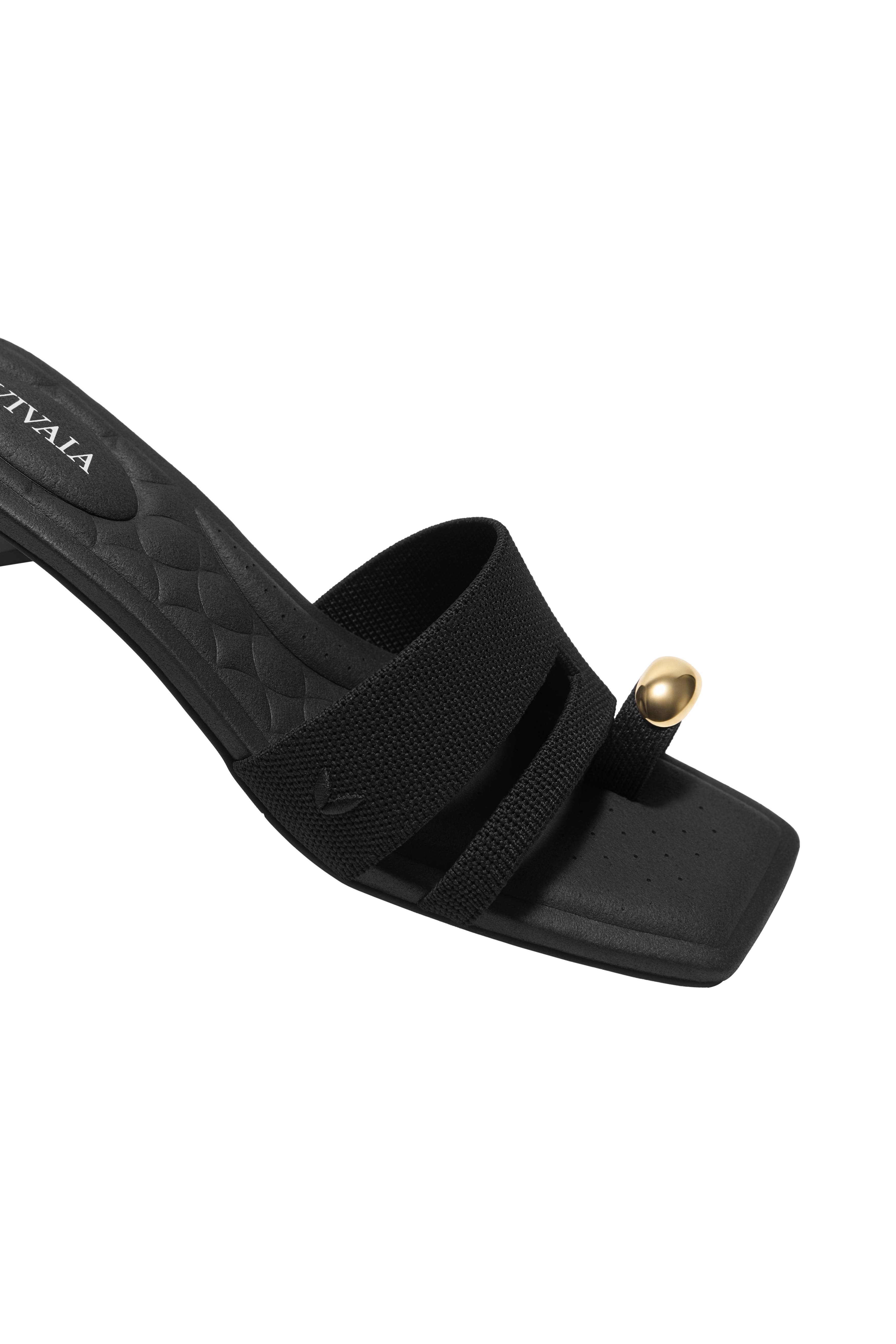 Jayna Square-Toe Toe Ring Sandals, Alternate, color, BLACK