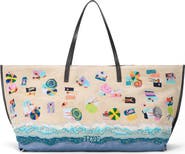STAUD Large Christos Beaded & Embroidered Jute Tote